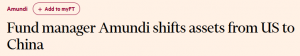 东方汇理（Amundi）首席投资官采访时透露：正将资产从美国转向中国 ...